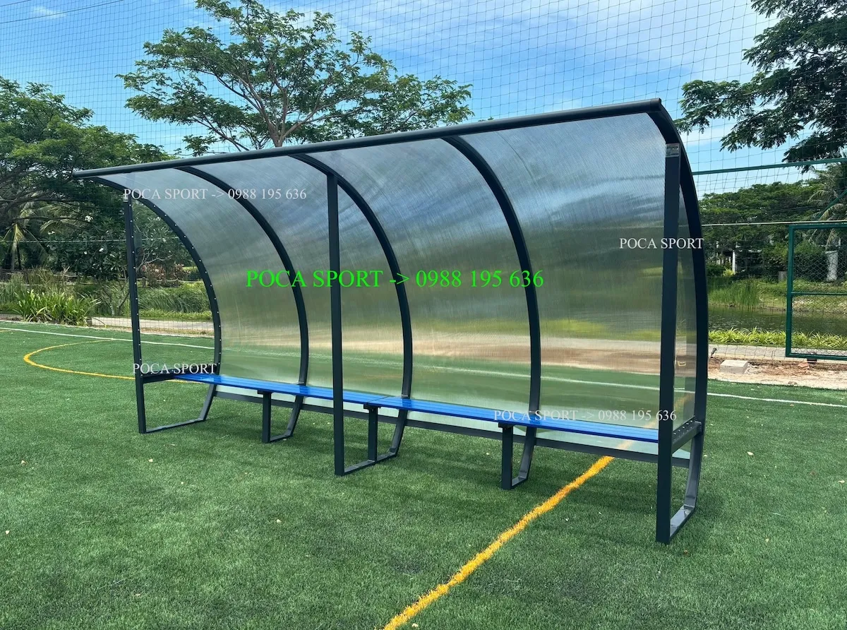 Thumbnail Lắp đặt "2 Băng ghế ban huấn luyện” 100% làm nhôm cao cấp có mái che cho Resort tại Hồ Tràm